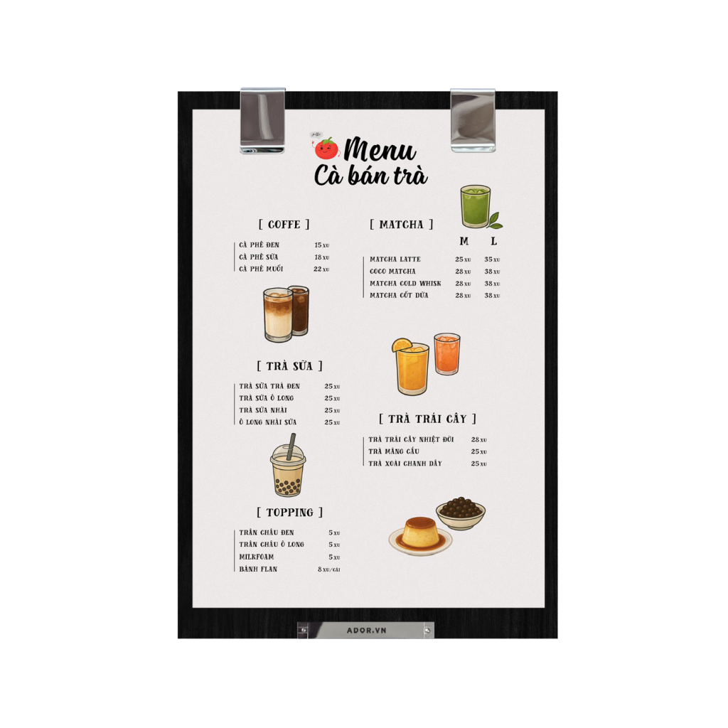 Menu Cà Bán Trà