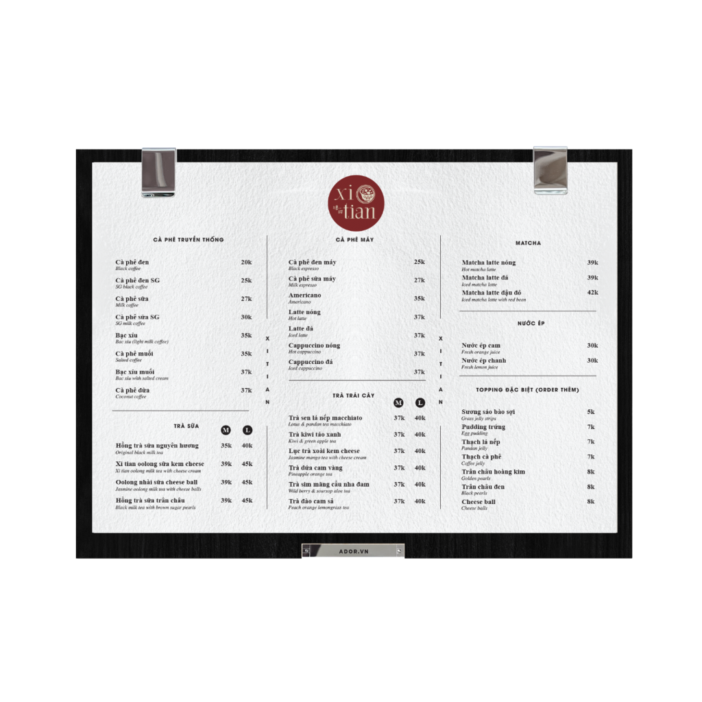 Menu Xi Tian