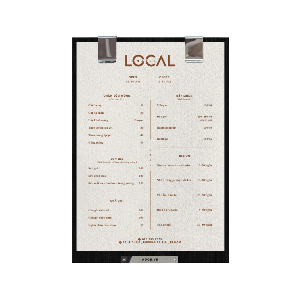 Menu Local Nails