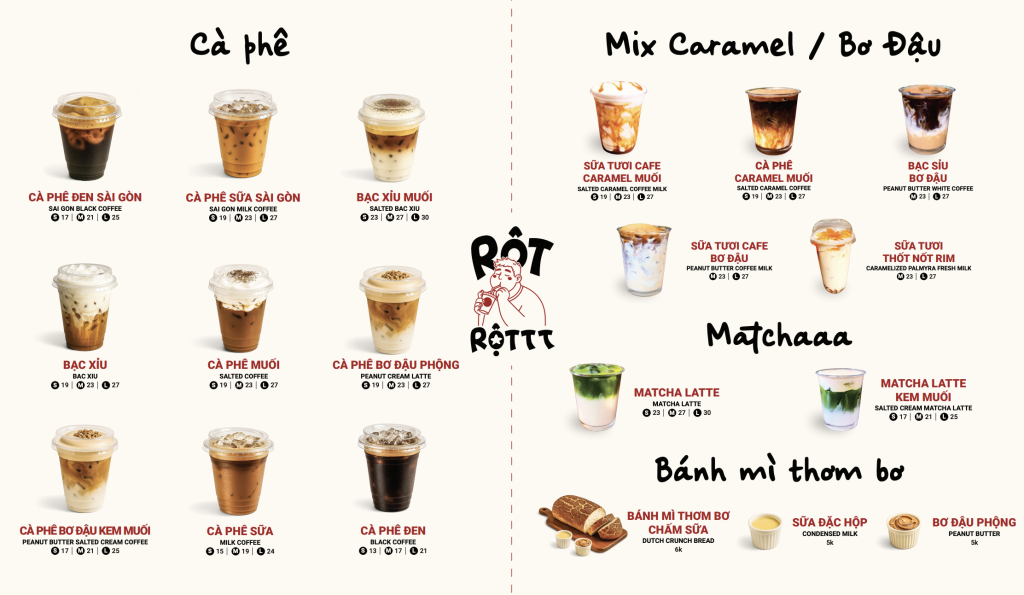 Menu Rột Rột Cafe Đà Nẵng