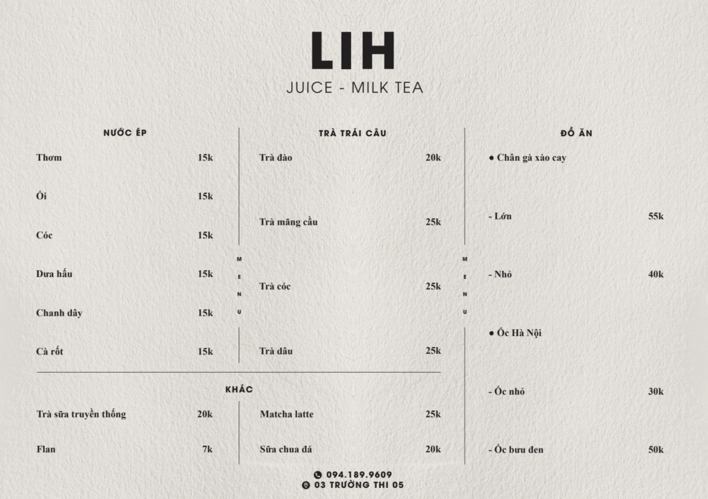 Menu LIH