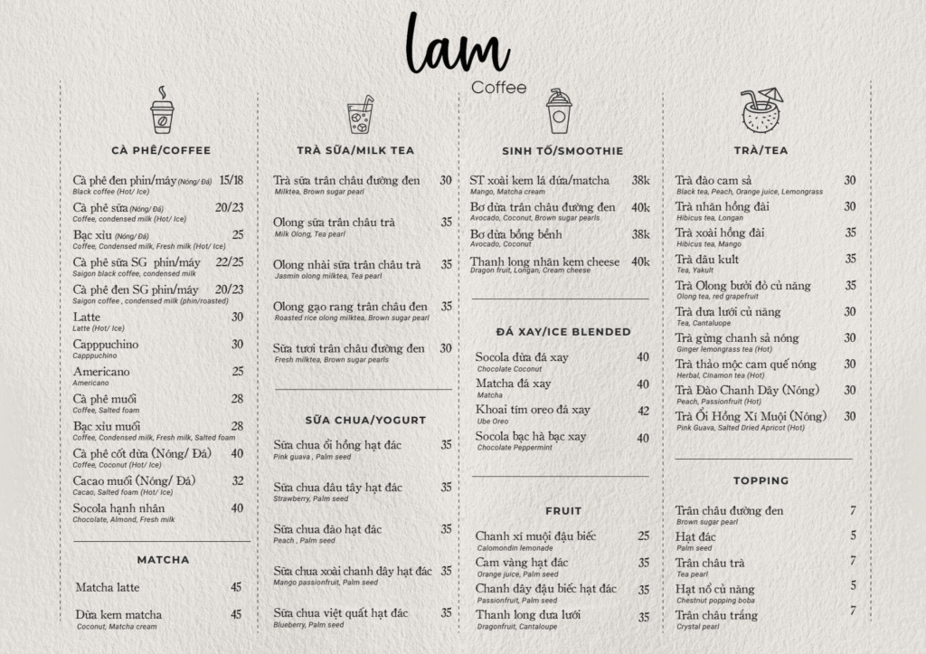 Menu Lam Coffee