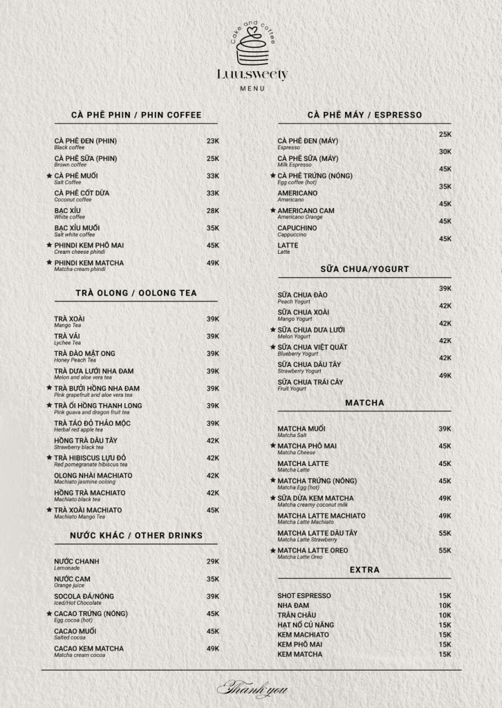Menu Luu.sweety
